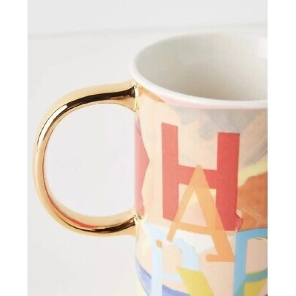 Anthropologie Happy Latte Coffee Mug